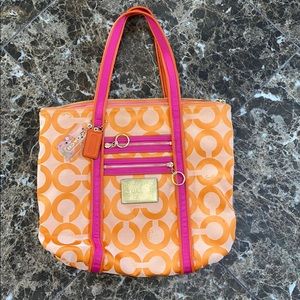 Coach Poppy orange & pink bag